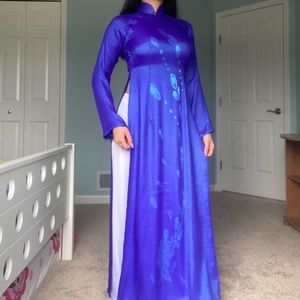 vietnamese ao dai dress graphic formal maxi gown